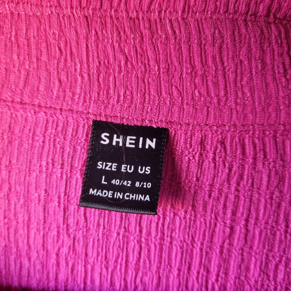 Shein Womens Pink Shirt Size Large Button Down Oversized Loose Fit - Picture 2 of 6